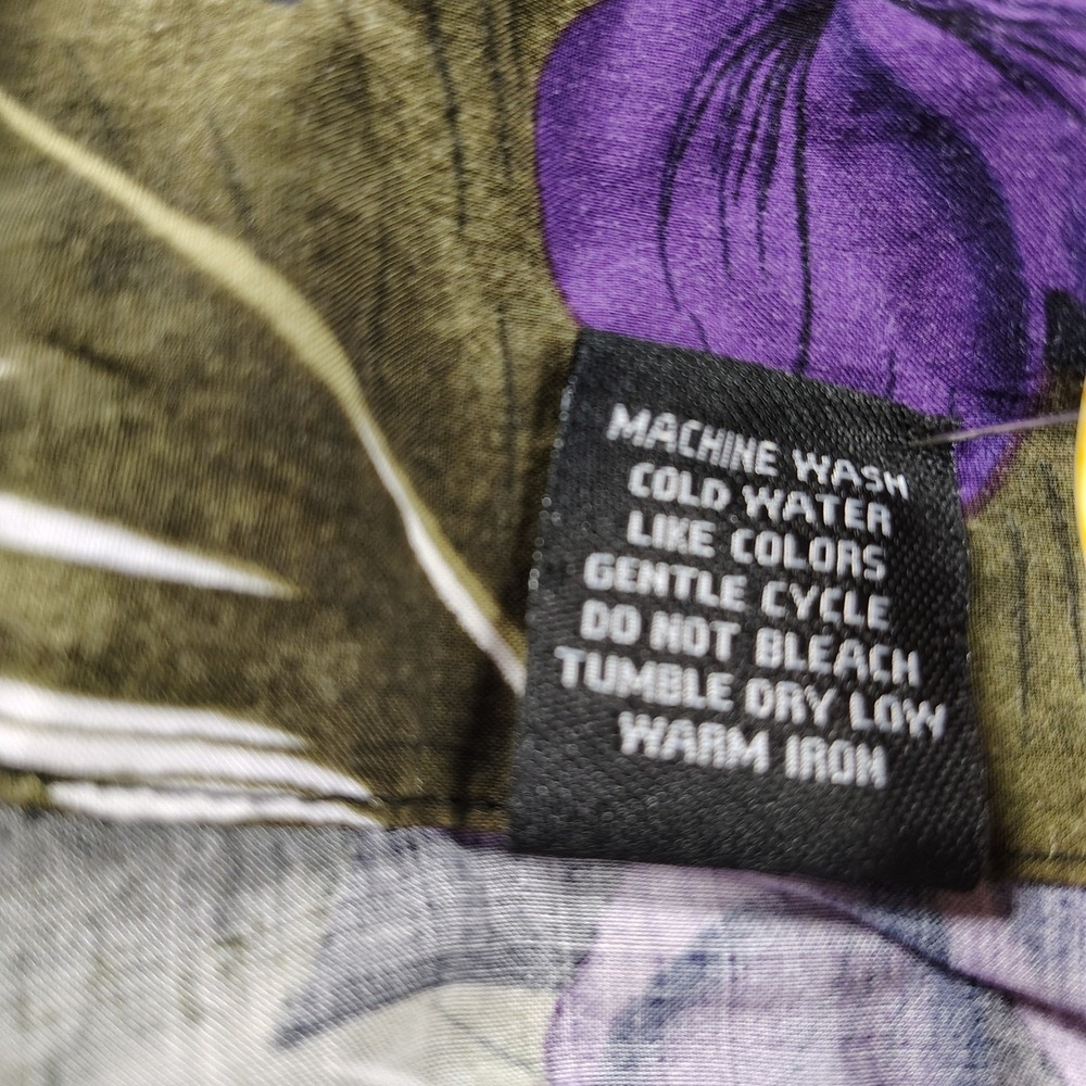 Favant Hawaii Women XL Purple Floral Palm Leaf Rayon Short Sleeve Aloha Shirt - Picture 3 of 7